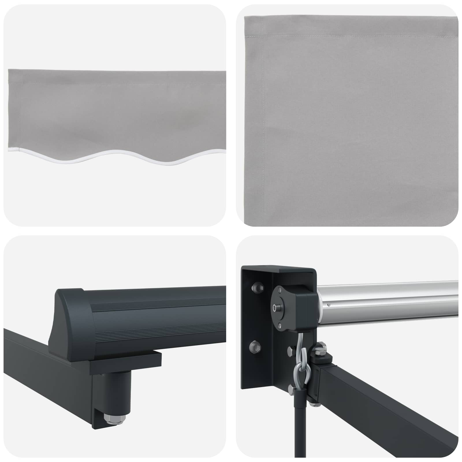 Toldo Manual Gris Claro 450 x 300 x 165 cm Poliéster y metal