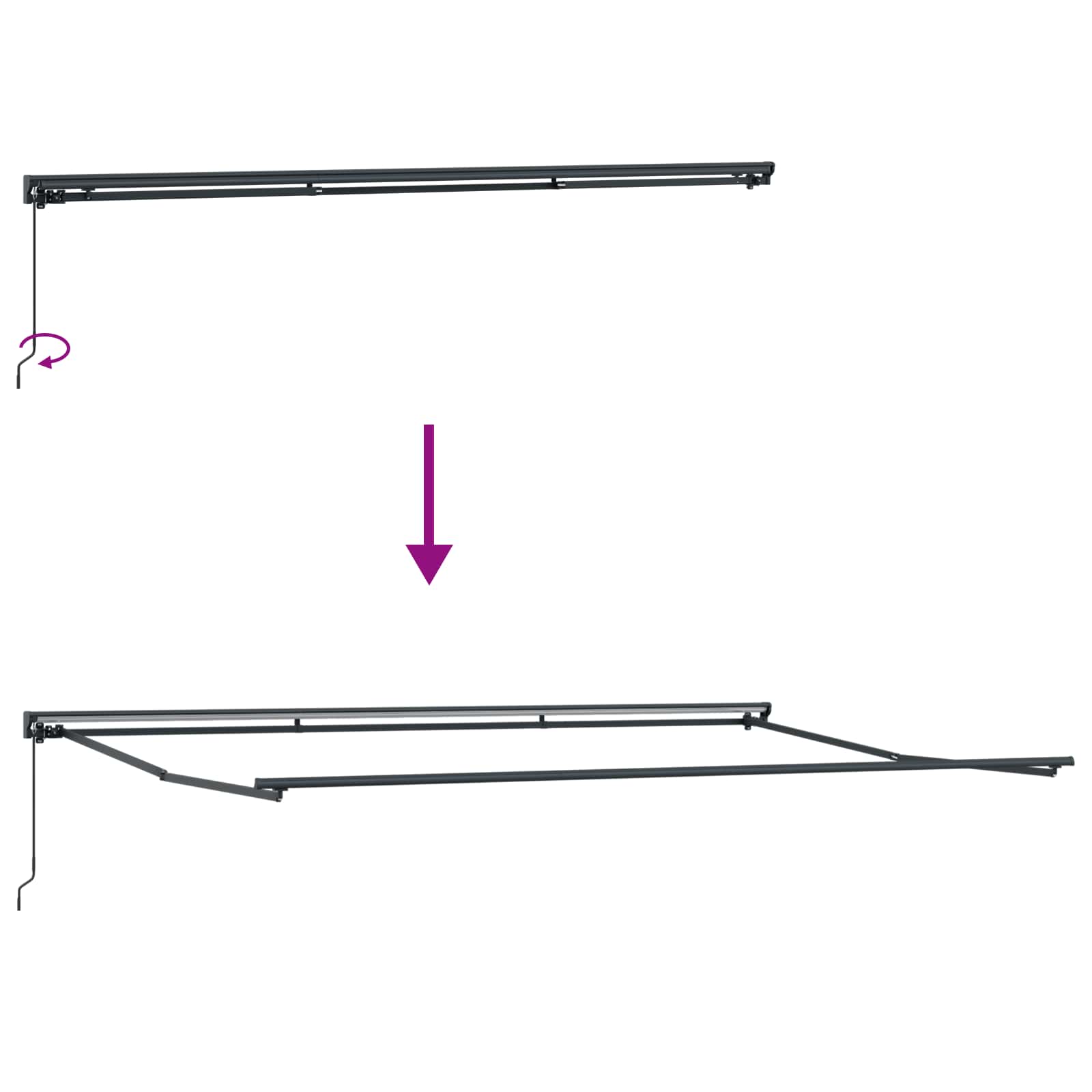 Toldo Retráctil Antracita 500 x 300 cm Poliéster y Aluminio