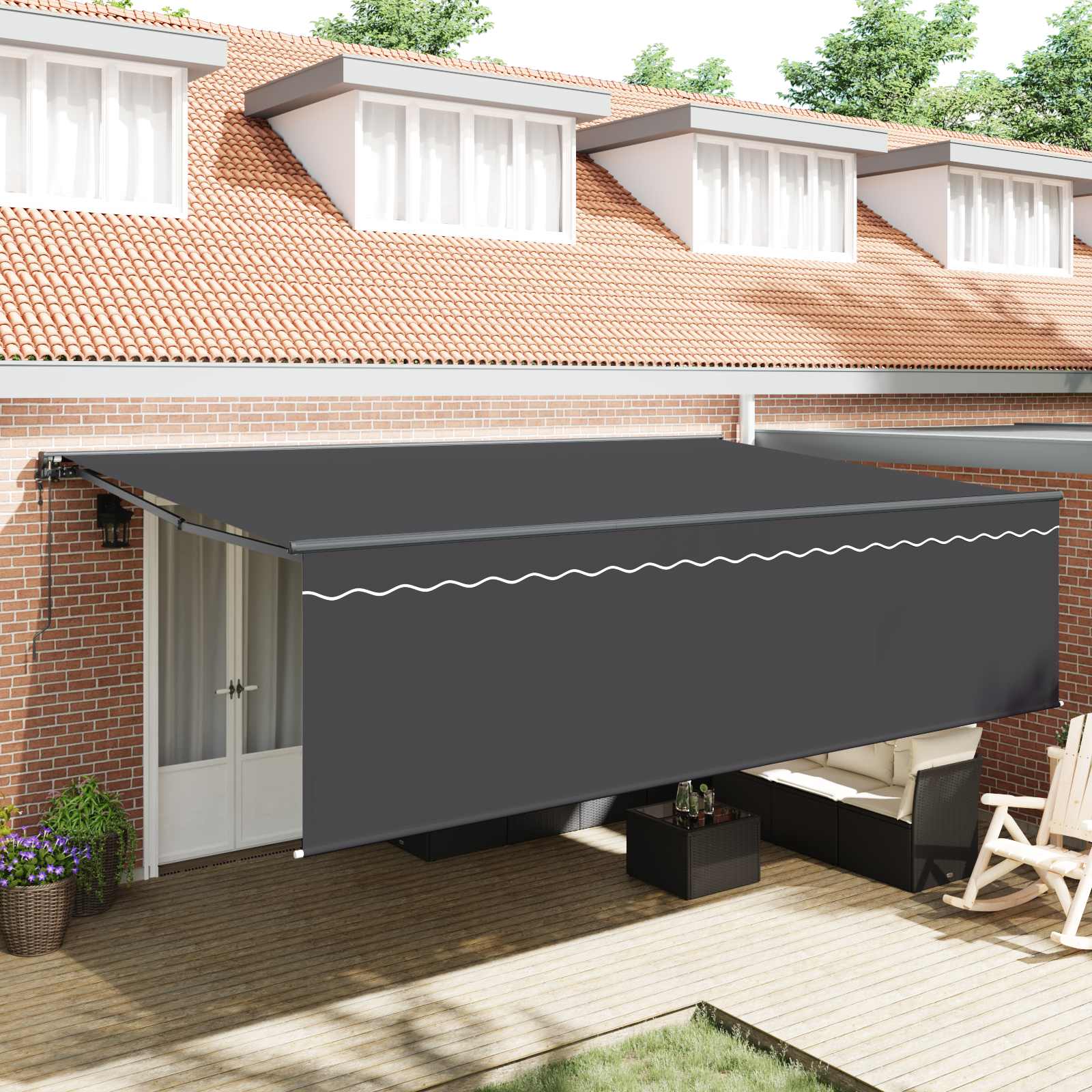 Toldo Laranja e Castanho 350 x 250 x 165 cm Poliéster