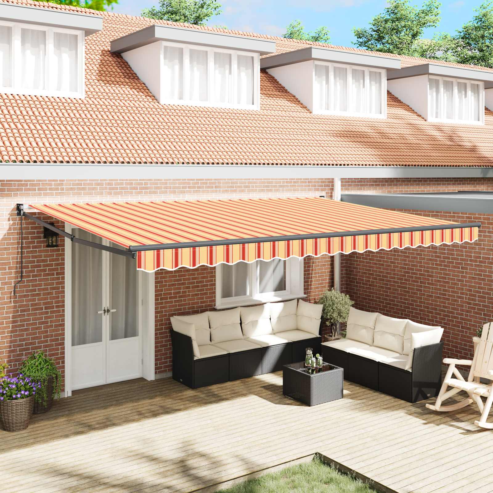 Toldo Amarelo e Laranja 500 x 300 x 165 cm Poliéster e metal