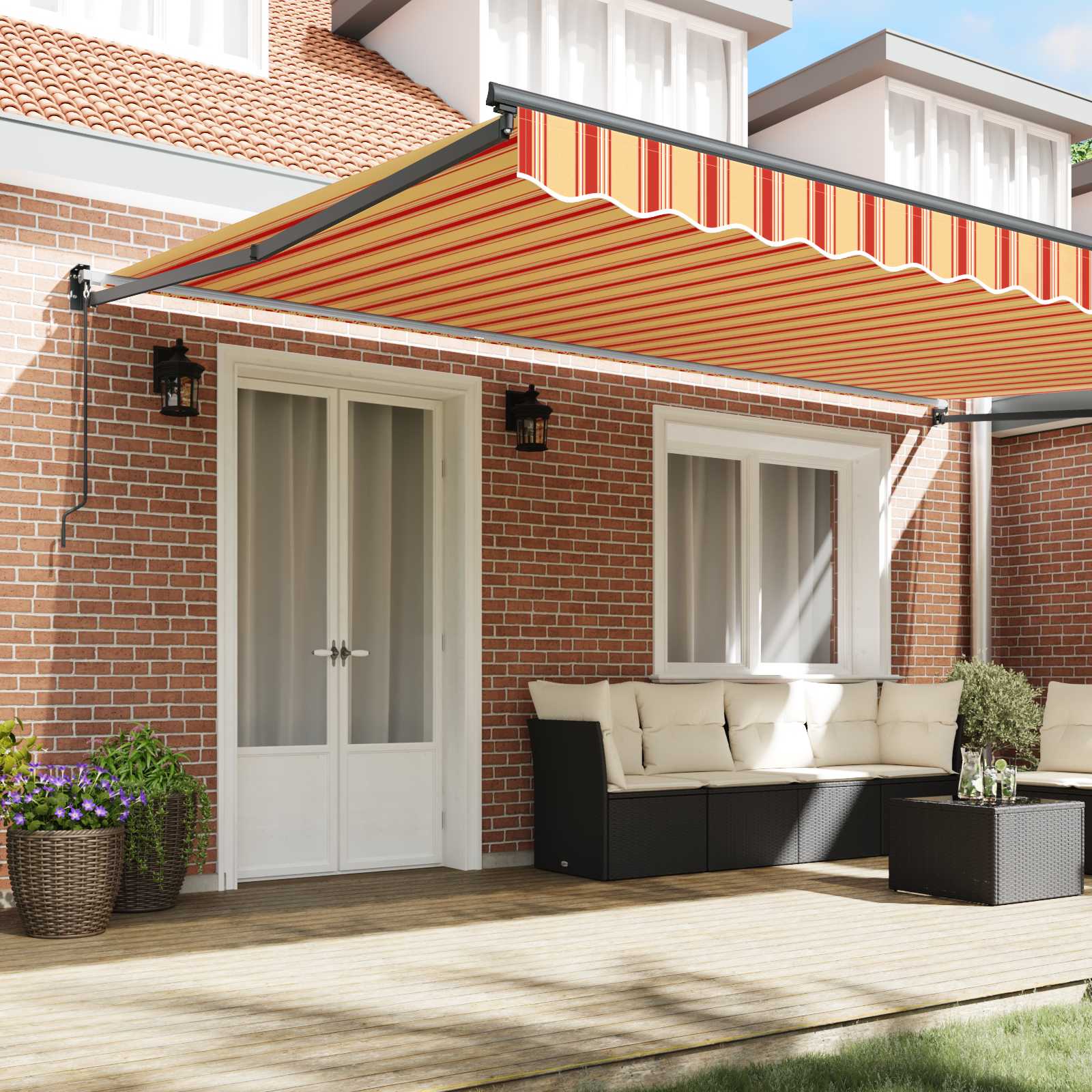 Toldo Amarillo y Naranja 500 x 300 x 165 cm Poliéster y metal