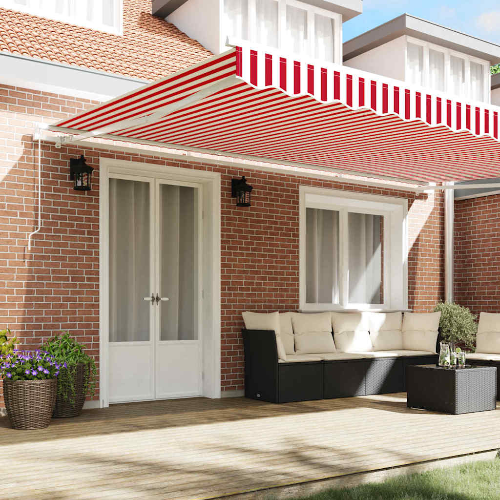 Toldo Manual Rojo y 500 x 300 x 165 cm Poliéster y metal