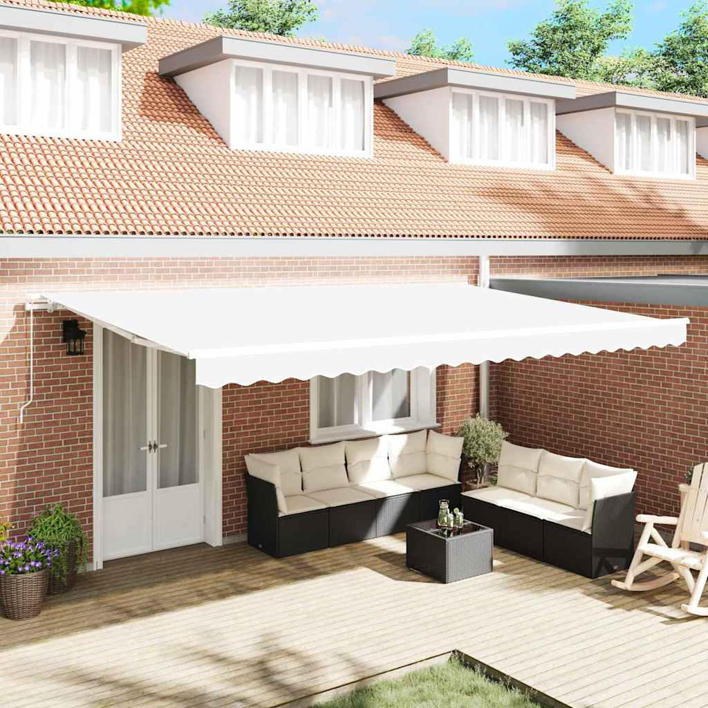 Toldo Retrátil Cinzento Claro 500 x 350 cm Poliéster e Alumínio