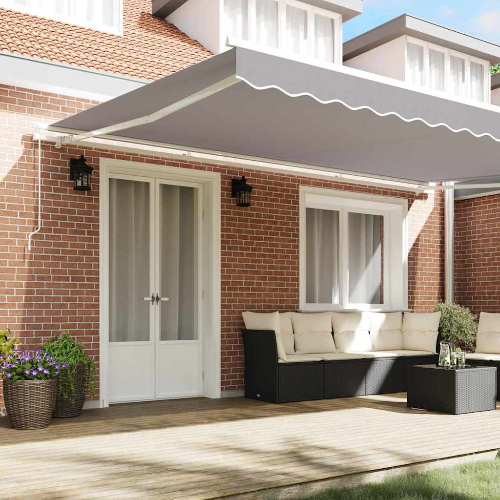 Toldo Retráctil Gris Claro 500 x 350 cm Poliéster y Aluminio