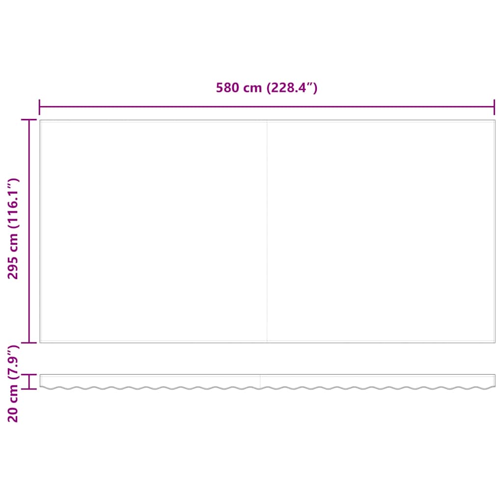 Toldo Retráctil Multicolor 600 x 300 cm Poliéster y Aluminio