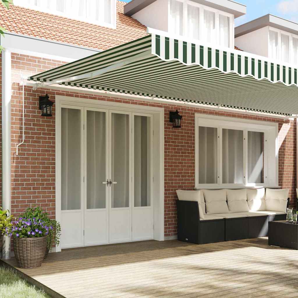 Toldo Retráctil Verde y 600 x 300 cm Poliéster y Aluminio