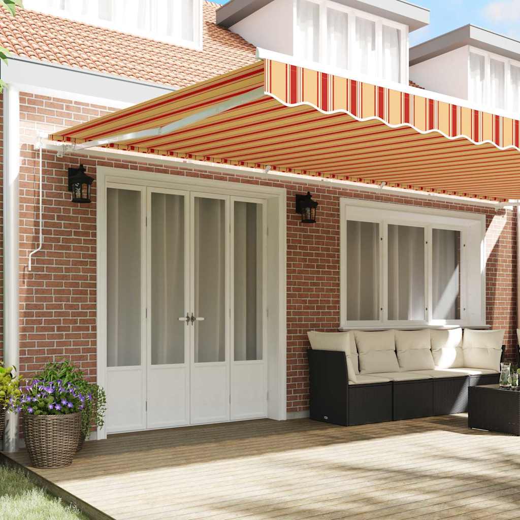 Toldo Retráctil Manual Amarillo y Naranja 600 x 350 cm