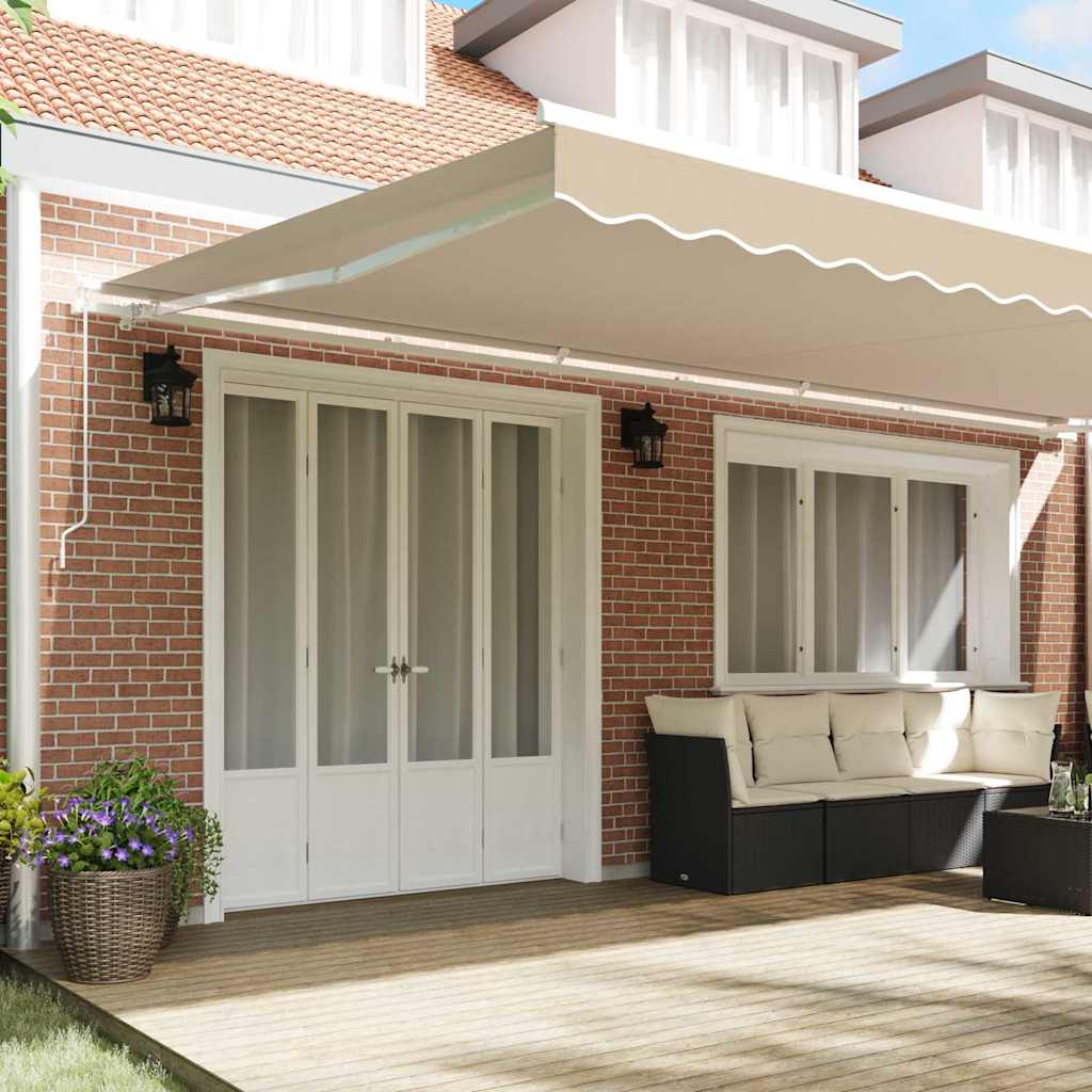 Toldo Retráctil Manual Beige 600 x 350 cm Poliéster y Aluminio