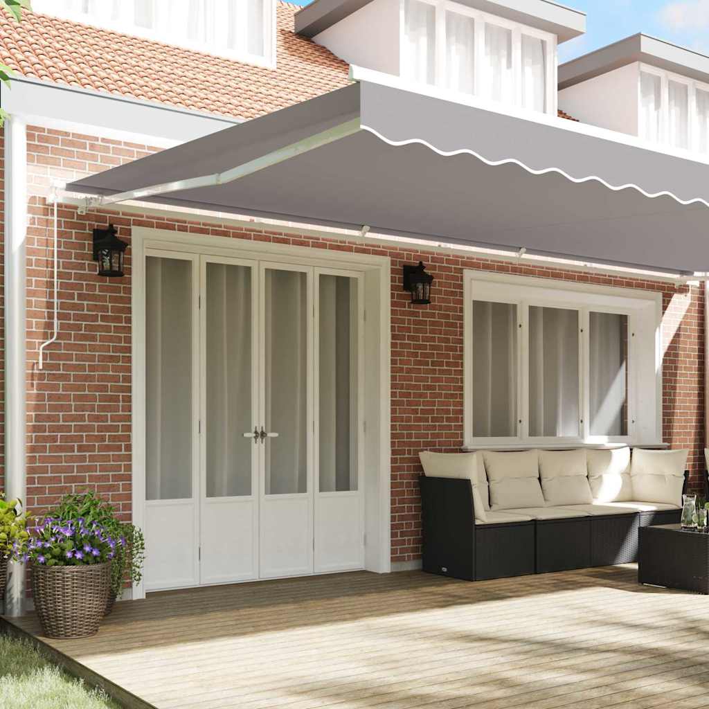 Toldo Retráctil Gris Claro 600 x 350 cm Poliéster y Aluminio