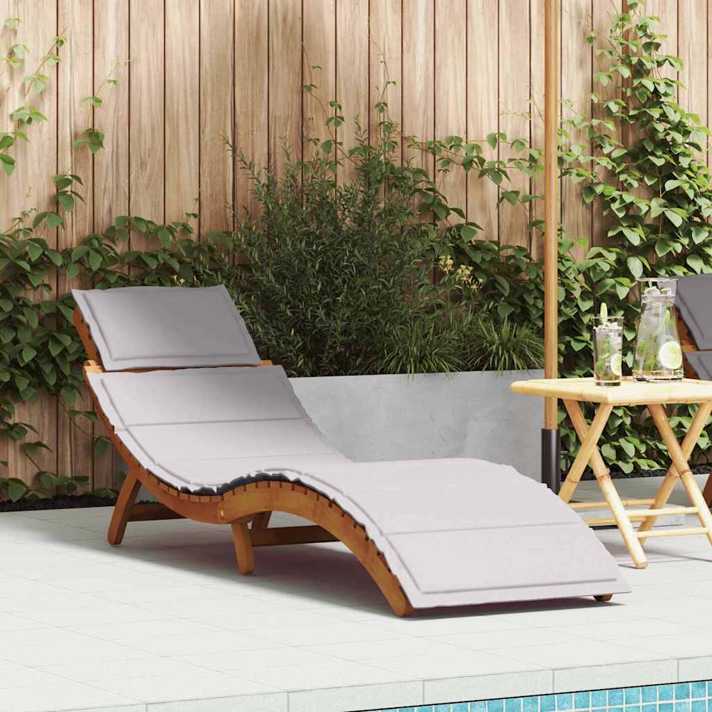 Tumbona con cojín 2 pcs Beige Madera de Acacia Sólida