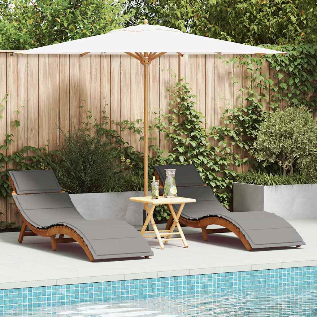 Tumbona con cojín 2 pcs Beige Madera de Acacia Sólida