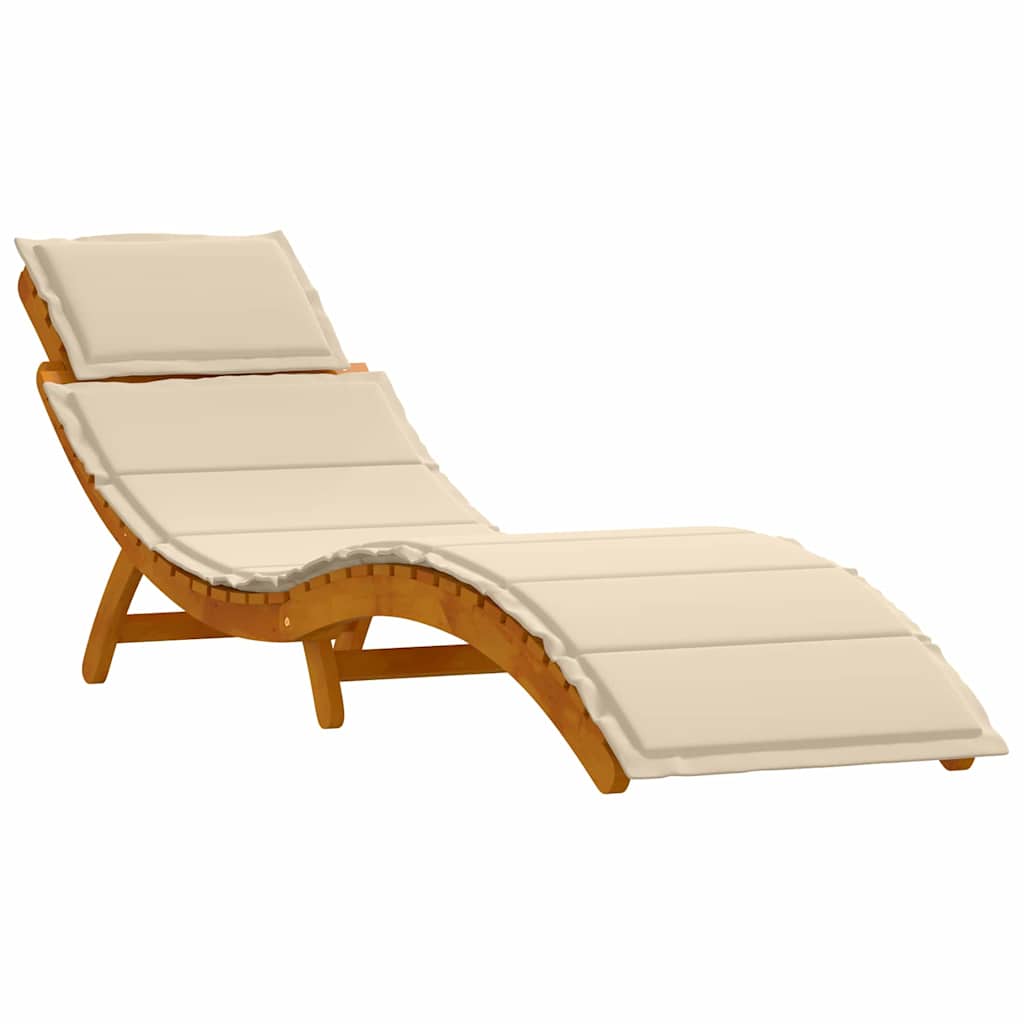 Tumbona con cojín 2 pcs Beige Madera de Acacia Sólida