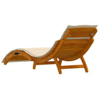 Tumbona con cojín 2 pcs Beige Madera de Acacia Sólida
