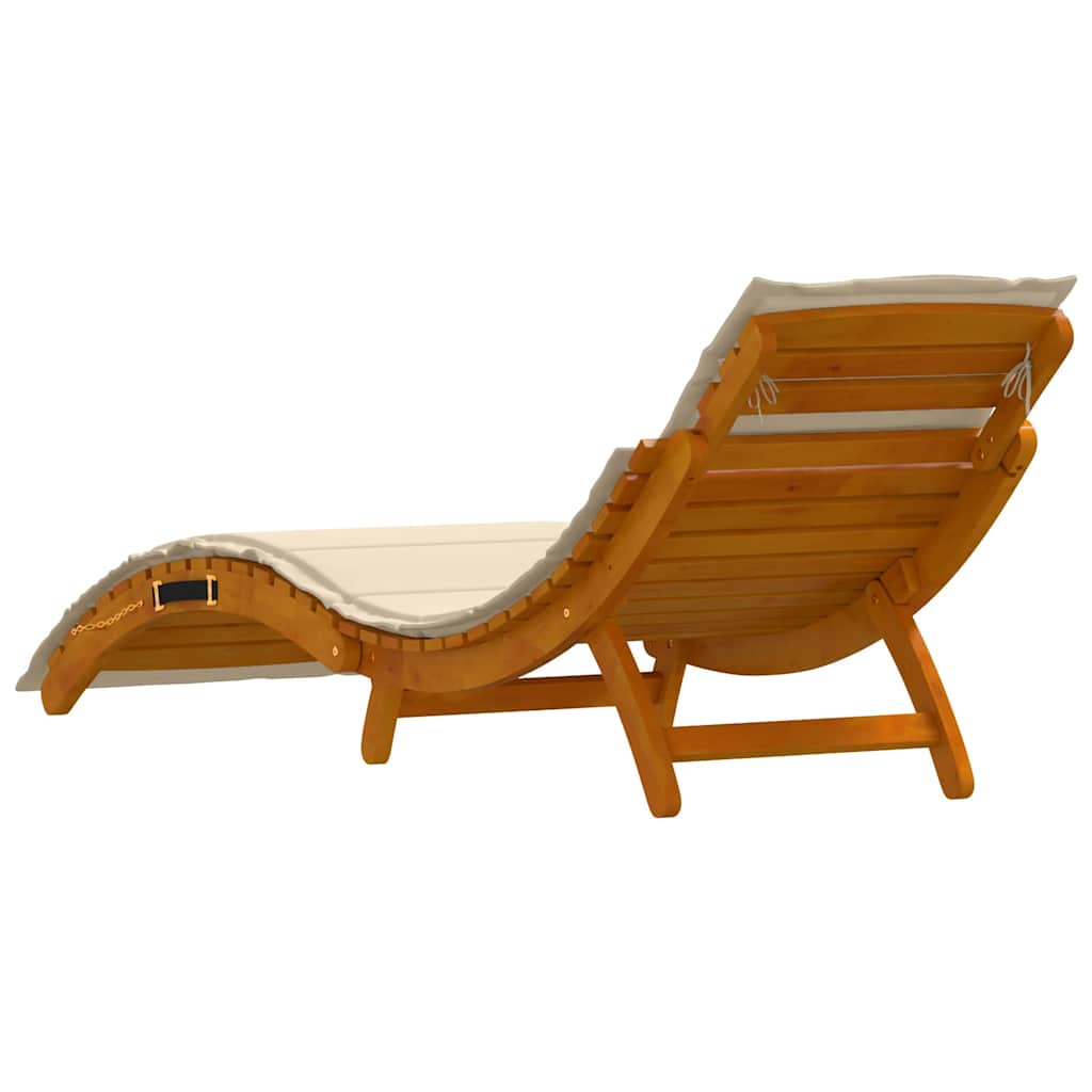 Tumbona con cojín 2 pcs Beige Madera de Acacia Sólida