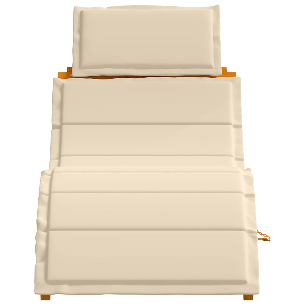 Tumbona con cojín 2 pcs Beige Madera de Acacia Sólida
