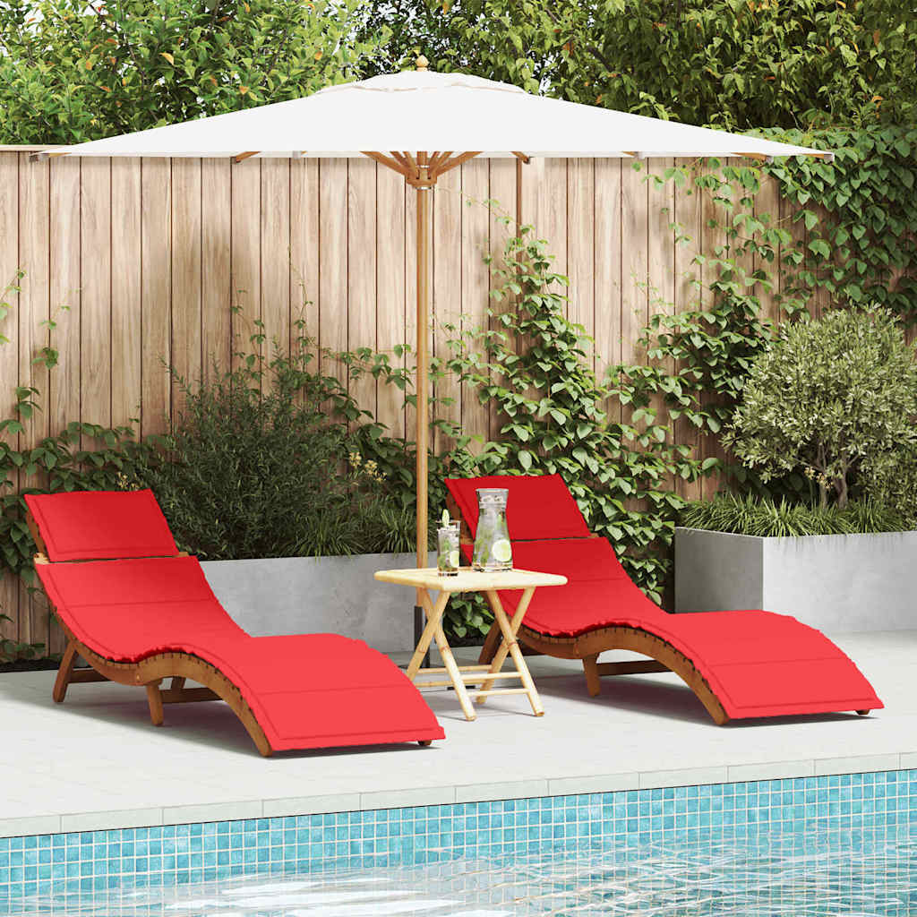 Tumbona con cojín 2 pcs Beige Madera de Acacia Sólida