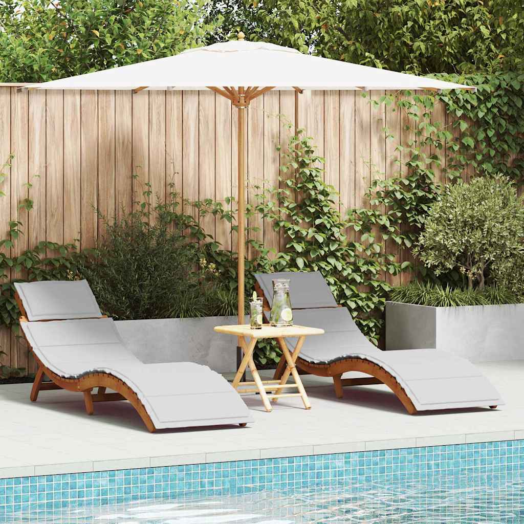 Tumbona con cojín 2 pcs Beige Madera de Acacia Sólida
