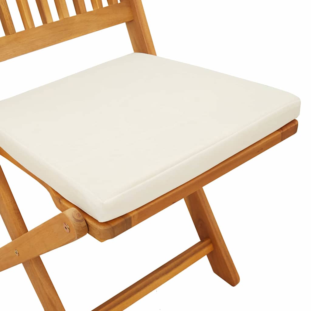 Silla Plegable con cojín 2 pcs Marrón Madera maciza de Acacia