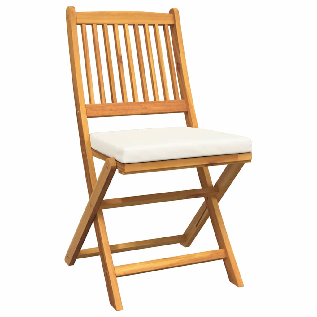 Silla Plegable con cojín 2 pcs Marrón Madera maciza de Acacia