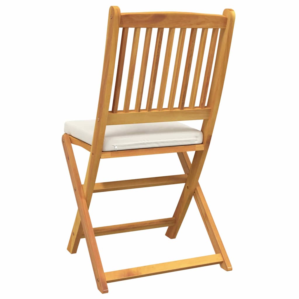 Silla Plegable con cojín 2 pcs Marrón Madera maciza de Acacia