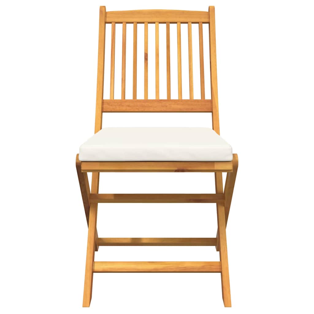 Silla Plegable con cojín 2 pcs Marrón Madera maciza de Acacia