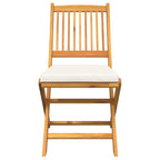 Silla Plegable con cojín 2 pcs Marrón Madera maciza de Acacia