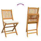 Silla Plegable con cojín 2 pcs Marrón Madera maciza de Acacia