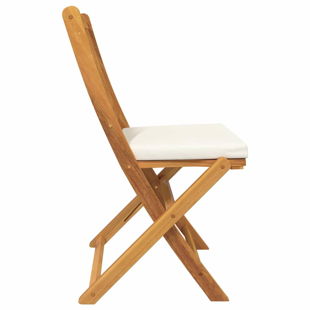 Silla Plegable con cojín 2 pcs Marrón Madera maciza de Acacia