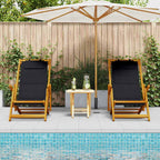 Silla de playa con cojín 2 pcs Marrón Madera de Acacia Sólida
