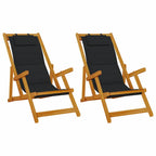 Silla de playa con cojín 2 pcs Marrón Madera de Acacia Sólida
