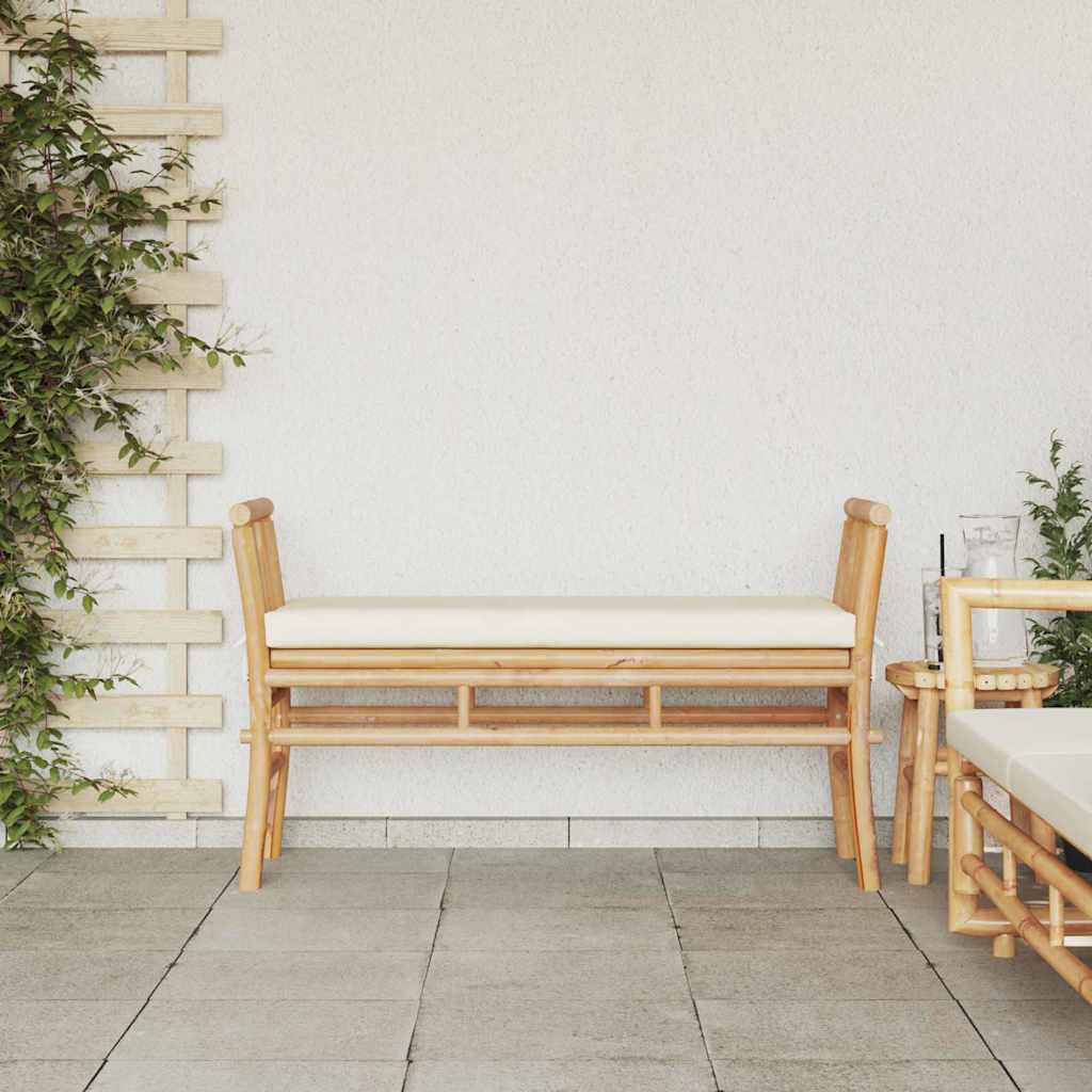 Banco de jardín con cojín Marrón 110 x 38 x 65cm Bambú