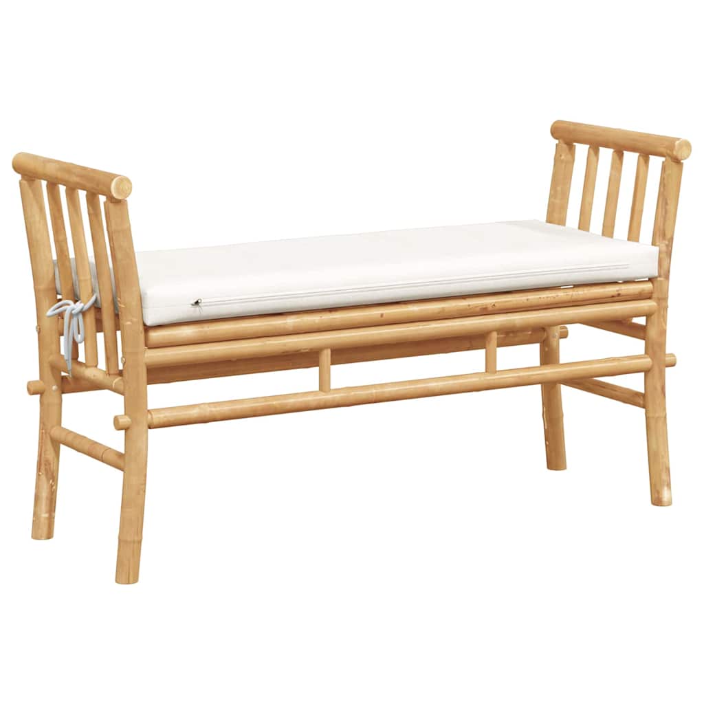 Banco de jardín con cojín Marrón 110 x 38 x 65cm Bambú