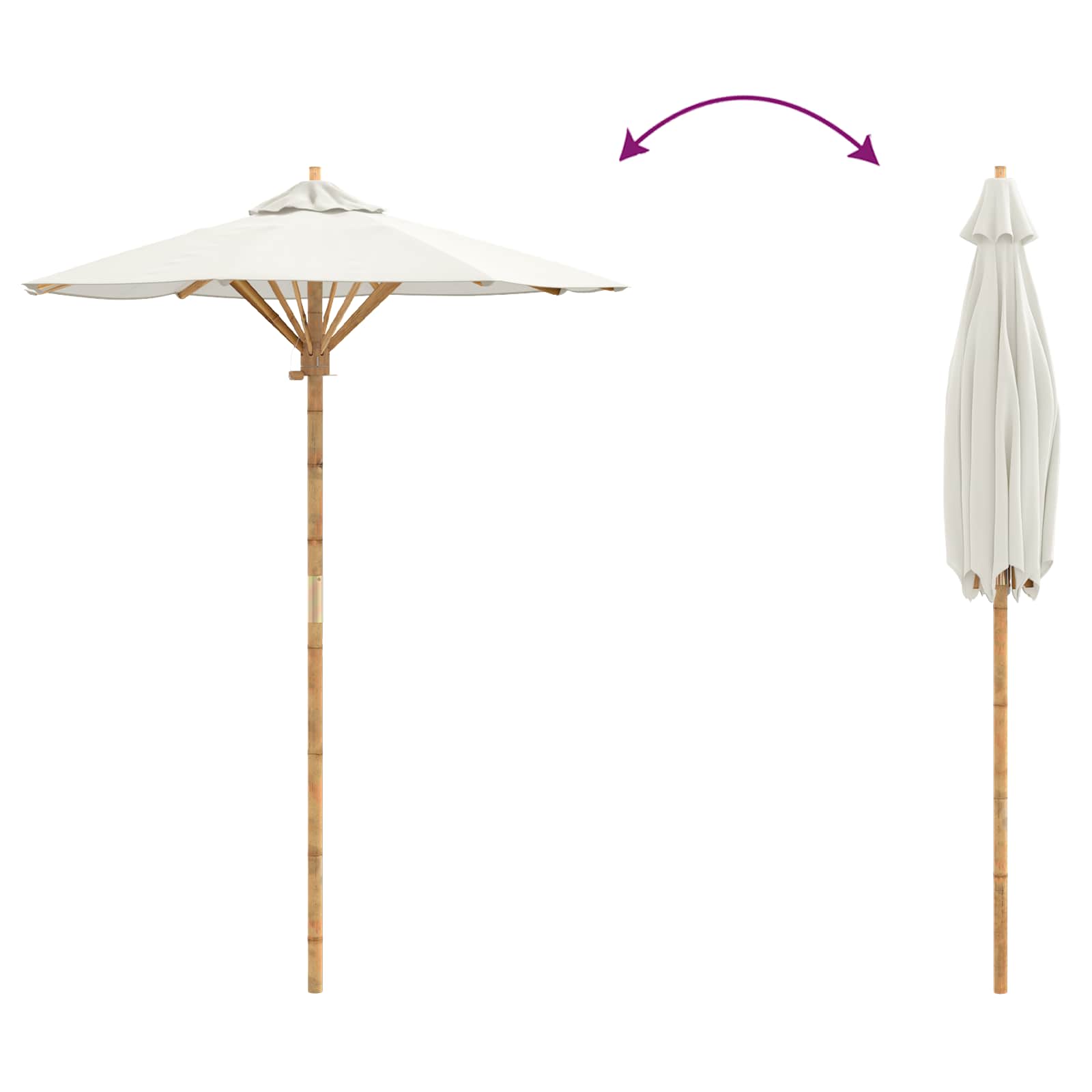 Sombrilla de jardín Crema Ø 150 x 210 cm Bambú