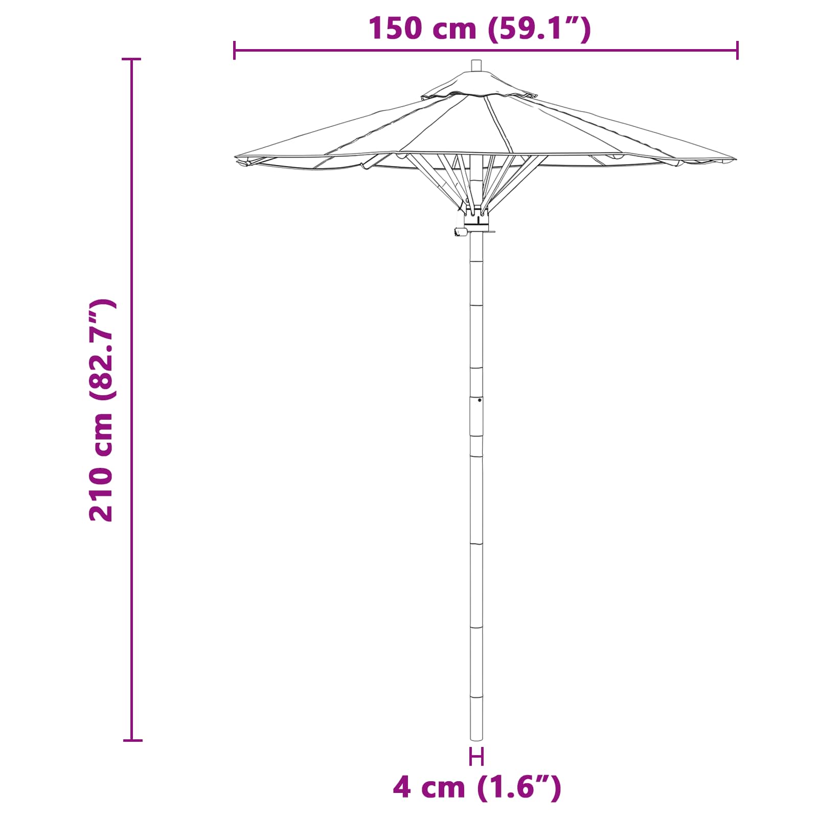 Sombrilla de jardín Crema Ø 150 x 210 cm Bambú