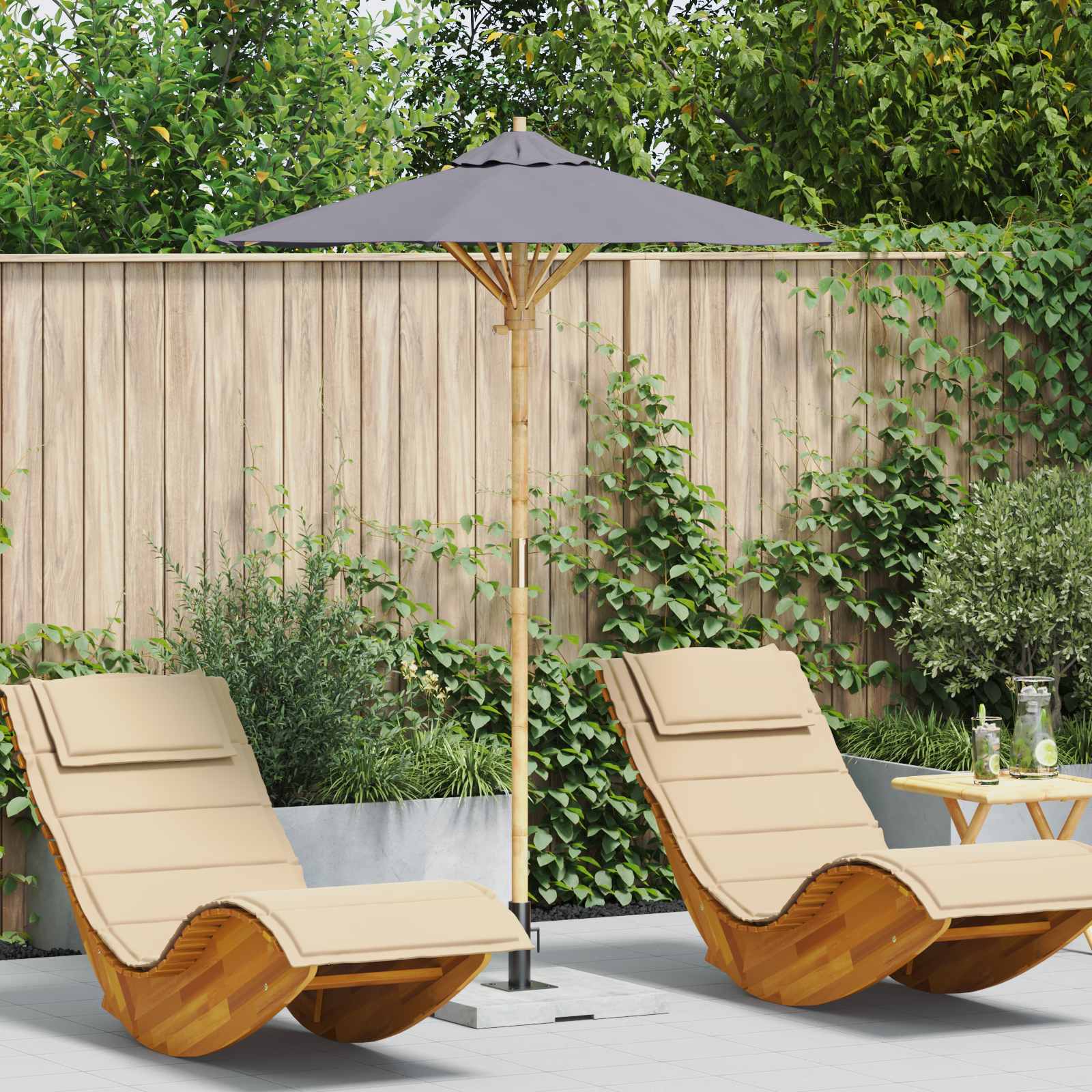 Garden parasol Cream Ø 150 x 210 cm Bamboo