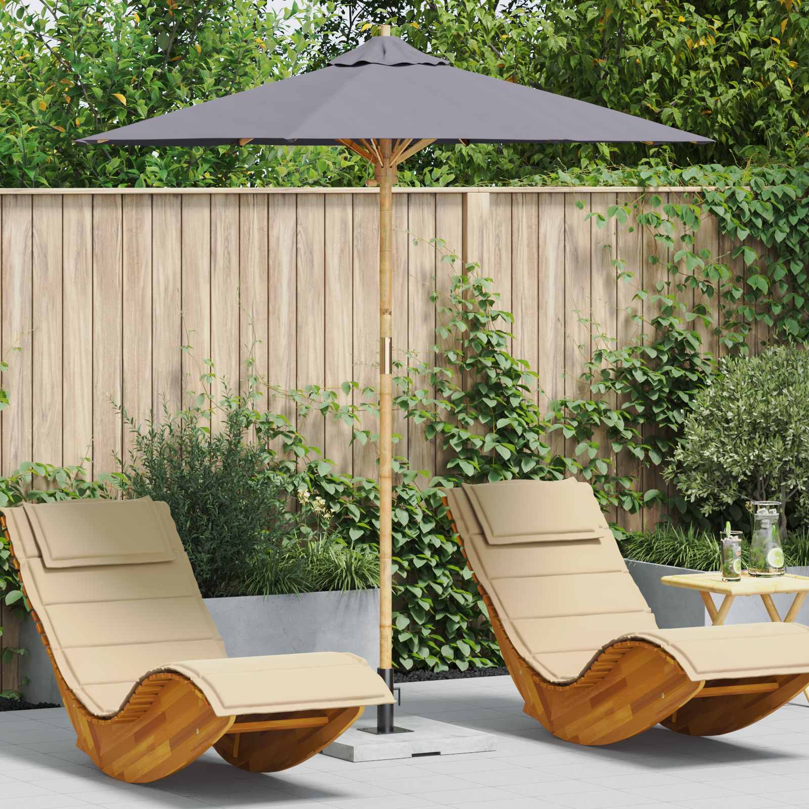 Garden parasol Cream Ø 150 x 210 cm Bamboo