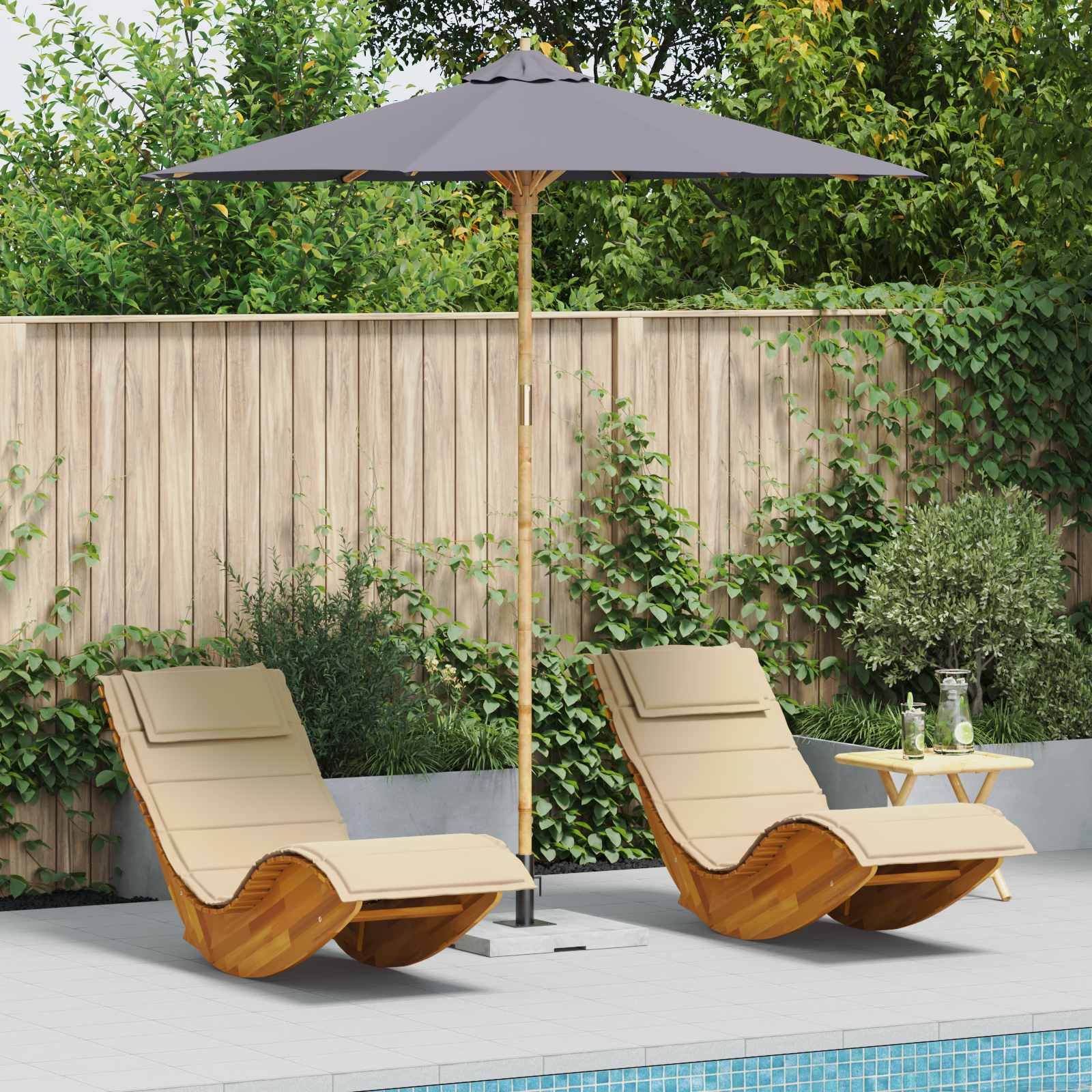 Garden parasol Cream Ø 150 x 210 cm Bamboo