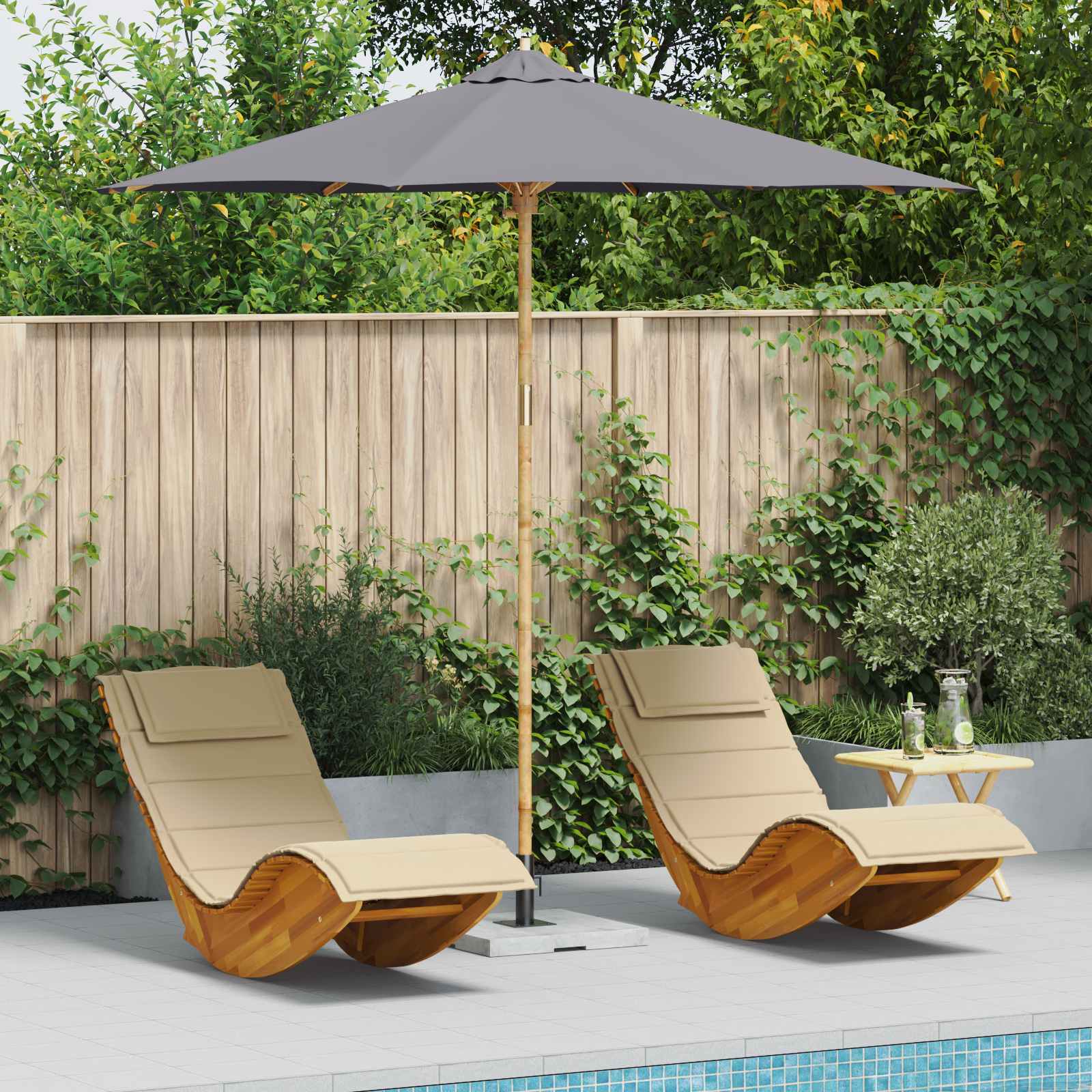 Garden parasol Cream Ø 150 x 210 cm Bamboo
