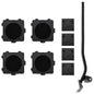 Ruedas para muebles (4 unidades, con elevador), color negro, 13,5 x 13,5 x 4,2 cm, 300 kg