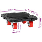 Ruedas para muebles (4 unidades, con elevador), color negro, 13,5 x 13,5 x 4,2 cm, 300 kg