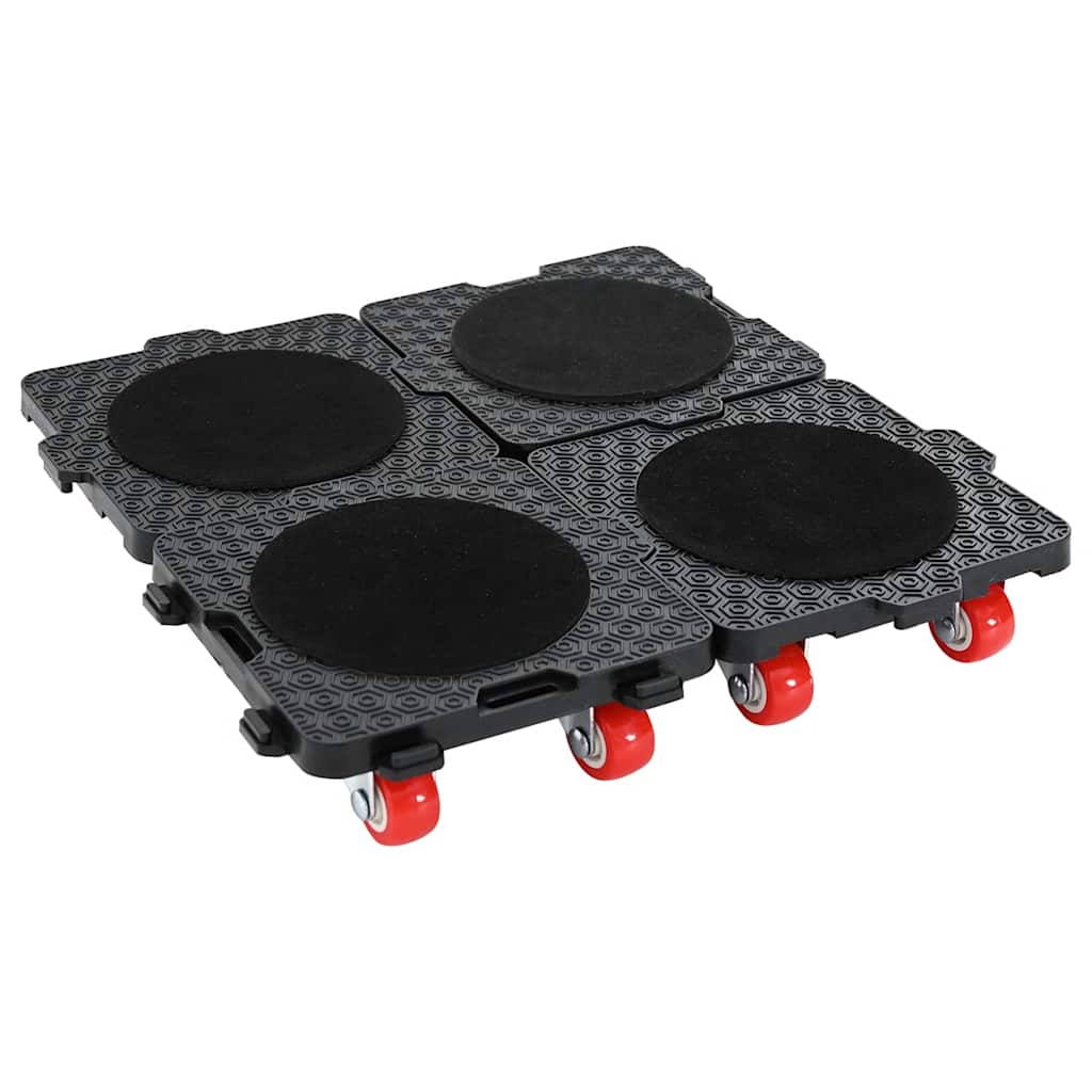 Ruedas para muebles (4 unidades, con elevador), color negro, 13,5 x 13,5 x 4,2 cm, 300 kg