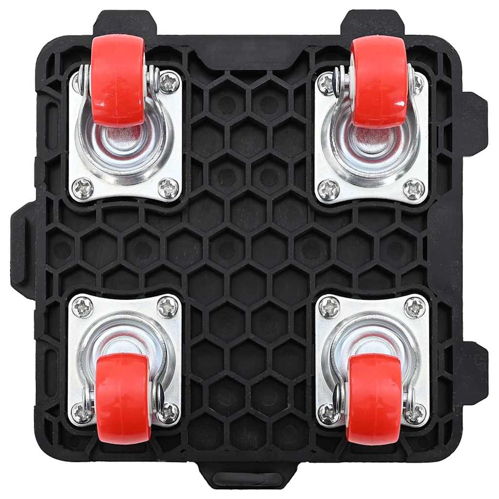 Ruedas para muebles (4 unidades, con elevador), color negro, 13,5 x 13,5 x 4,2 cm, 300 kg