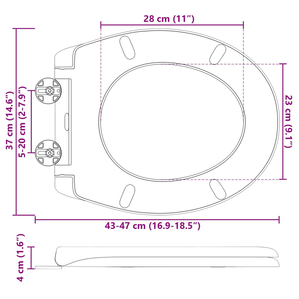 Asiento de WC Antracita 47 x 37 x 4 cm Duroplast