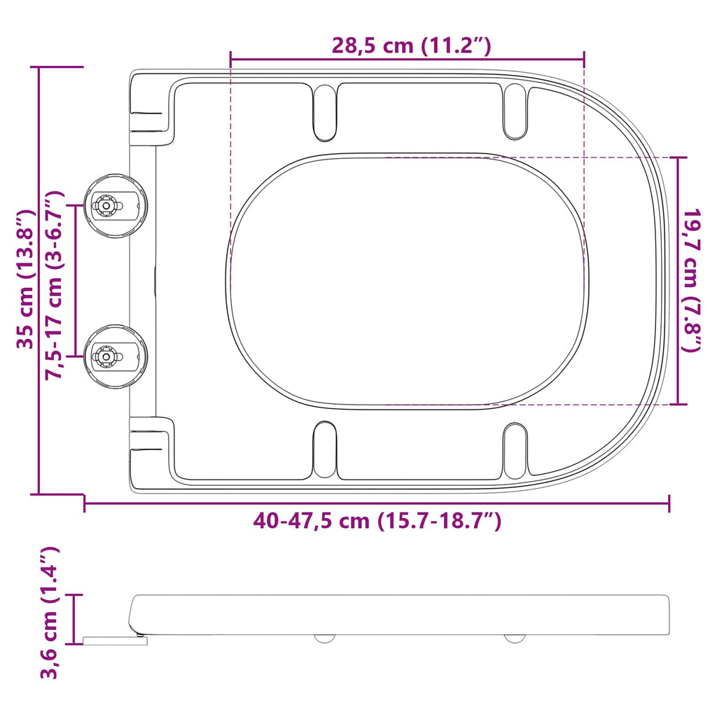 Asiento de WC 47,5 x 35 x 3,6 cm Duroplast
