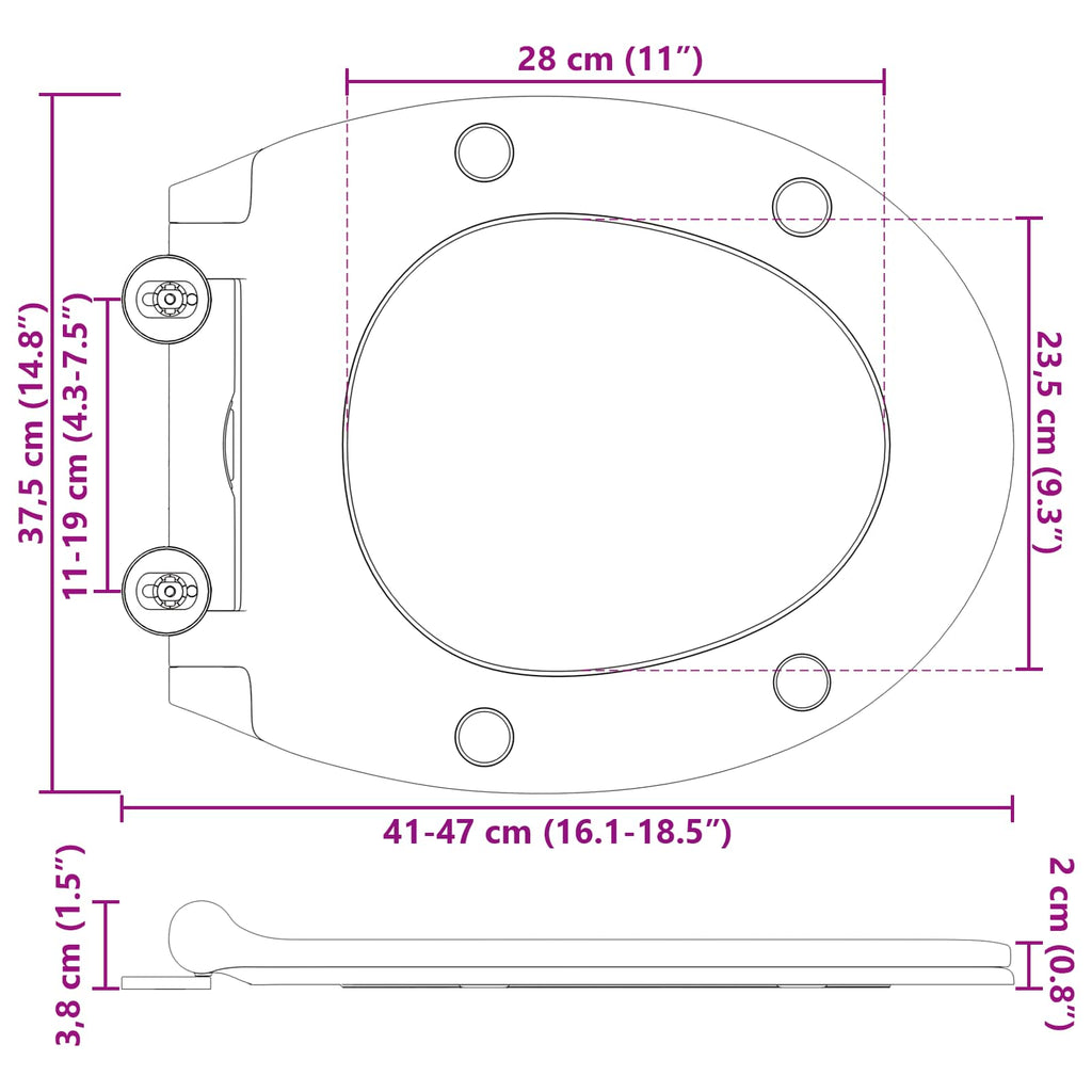 Asiento de WC 47 x 37,5 x 3,8 cm Duroplast