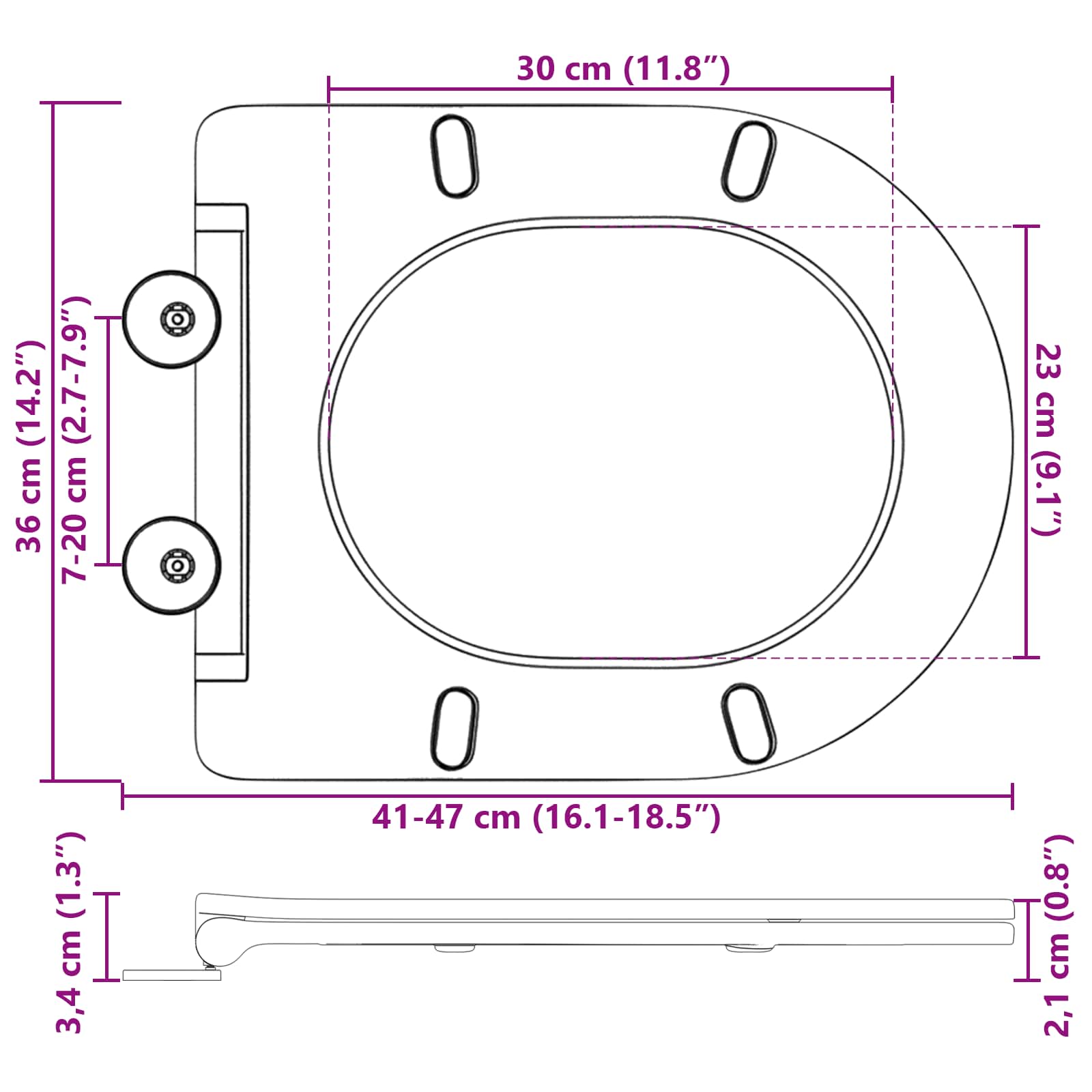 Asiento de WC 47 x 36 x 3,4 cm Duroplast