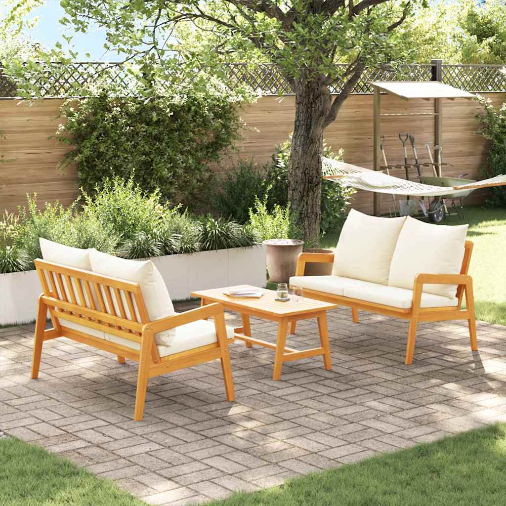 Conjunto bistro con cojín 3 pcs Marrón Madera de Acacia Sólida