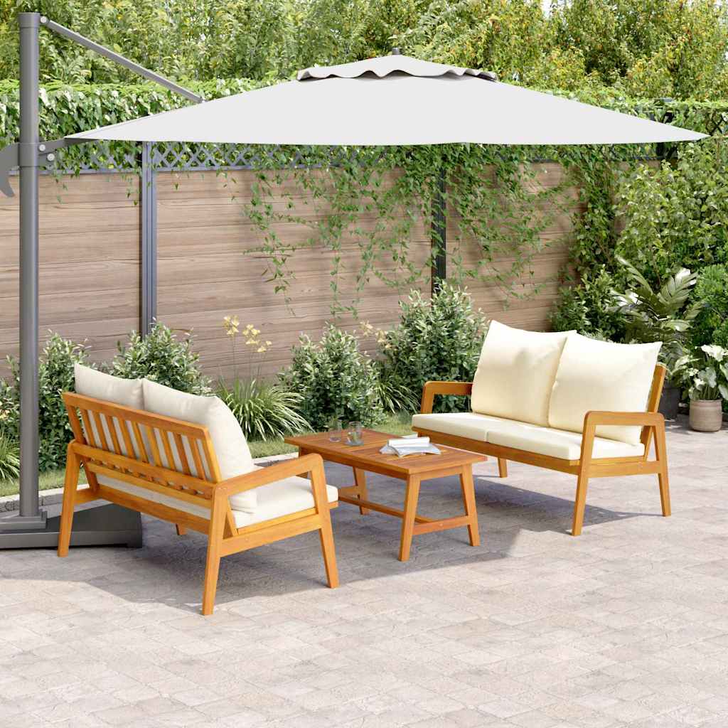 Conjunto bistro con cojín 3 pcs Marrón Madera de Acacia Sólida