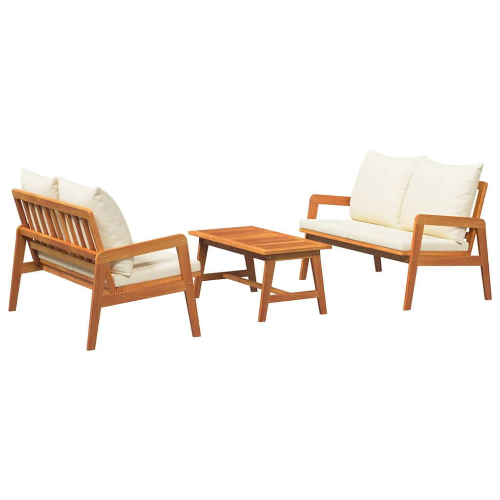 Conjunto bistro con cojín 3 pcs Marrón Madera de Acacia Sólida