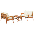 Conjunto bistro con cojín 3 pcs Marrón Madera de Acacia Sólida